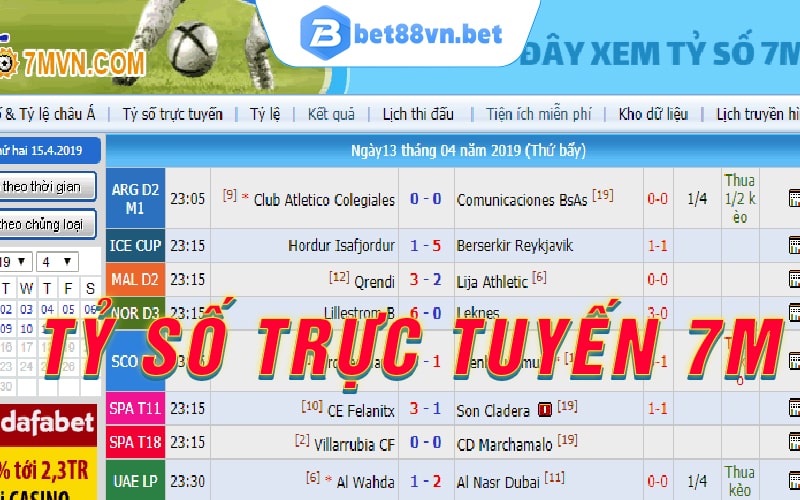 Tỷ số trực tuyến 7m